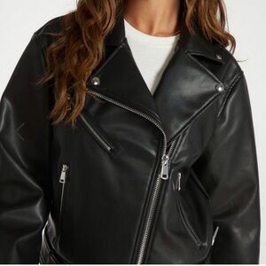 New with Tags JustFab Sleek Black Leather Jacket